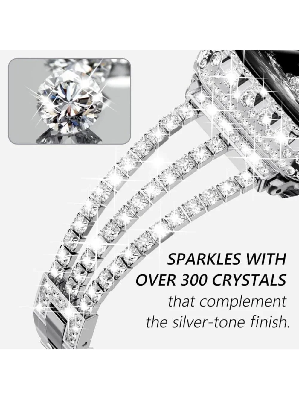 Stylish 40mm Apple Watch Band for Women, Bling Rhinestone Bracelet & Waterproof